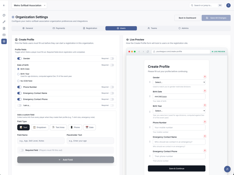 Registration forms, your way